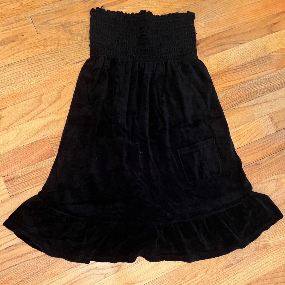 Vintage Juicy Couture Black Ruffled A-Line Swim Coverup - terry cloth